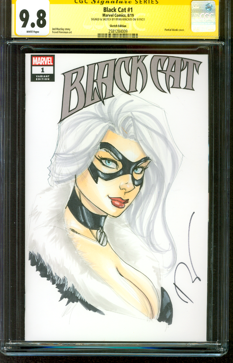 Black Cat 1 CGC 9.8 SS Ryan Kincaid Original art Sketch Spider Man