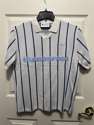 Adidas Pharrell Williams Human Race Hu White Blue Navy Knit Jersey Size M  HU1104