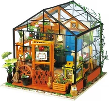 Rolife DIY LED Mini Green House Dollhouse Miniature Wooden Furniture Kit Gift