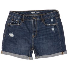 Old Navy High Rise Shorts 12 Secret Slim Pockets Distressed Cuff Blue Womens W32