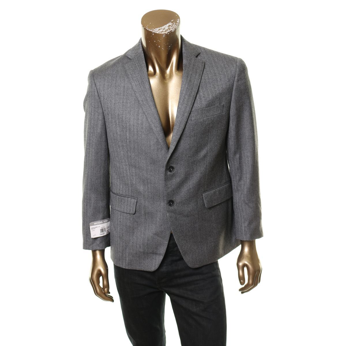 MICHAEL KORS Men's Herringbone Two-button Wool Sportcoat Blazer Jacket 40S  TEDO