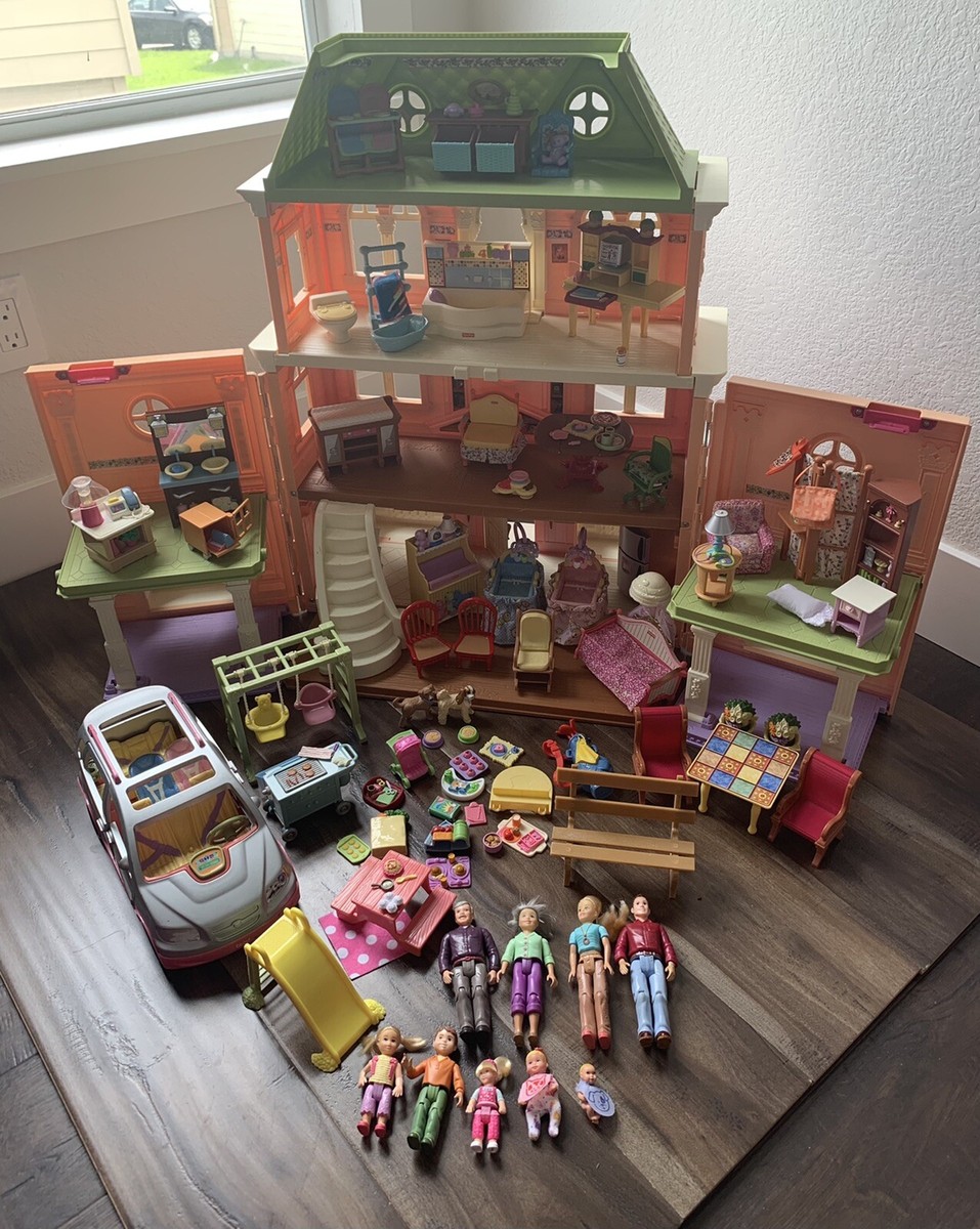 Fisher Price Loving Family Grand Mansion Dollhouse HUGE  Lot-SUV-Furniture-Dolls