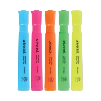 Universal 8860 Chisel Tip Assorted Color Desk Highlighters (5/Set) New