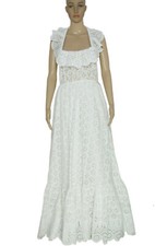 Ulla Johnson Eyelet Embroidered White Backless Wedding Halter Maxi Dress New XS