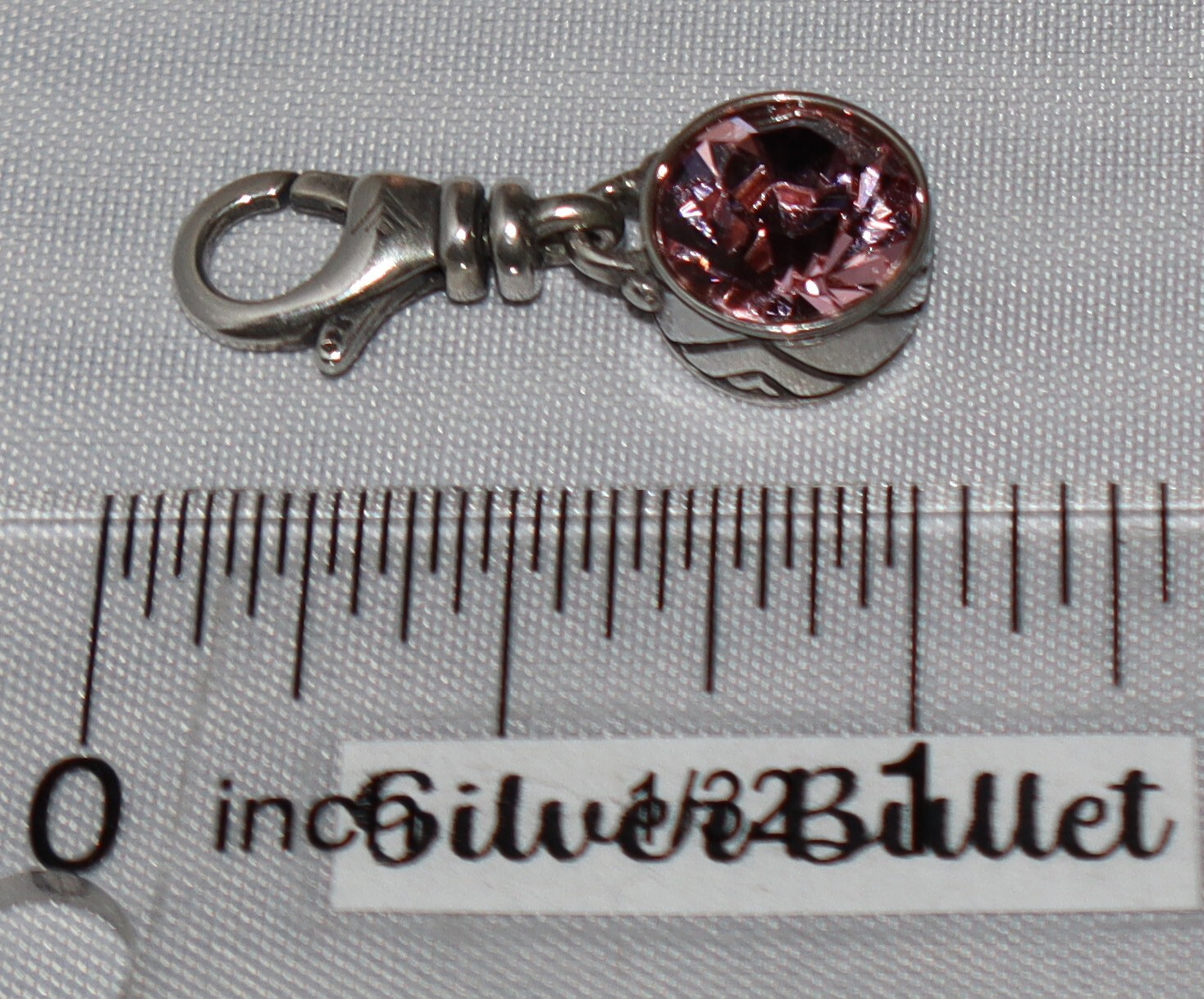 Silpada Sterling Silver October Birthstone Pink Clip On Charm Pendant C2536