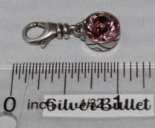 Silpada Sterling Silver October Birthstone Pink Clip On Charm Pendant C2536