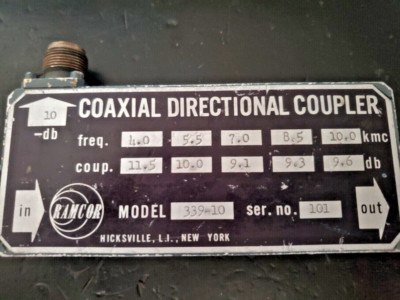 RAMCOR Model 339-10 Coaxial Directional Coupler 4 -10 GHz -10db N(F) tested plot