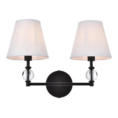 Living District Bethany 2-Light Metal Bath Sconce in Black and White - Picture 1 of 7