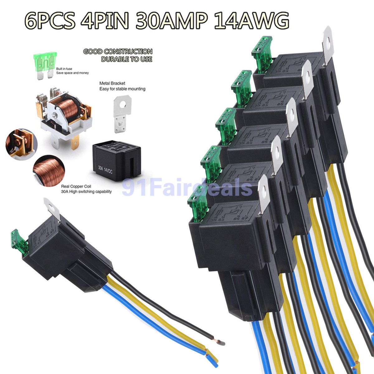 12V Relay Harness Trailer Wiring Harness 4 Pin MICTUNING 6pcs 5-Pin ...