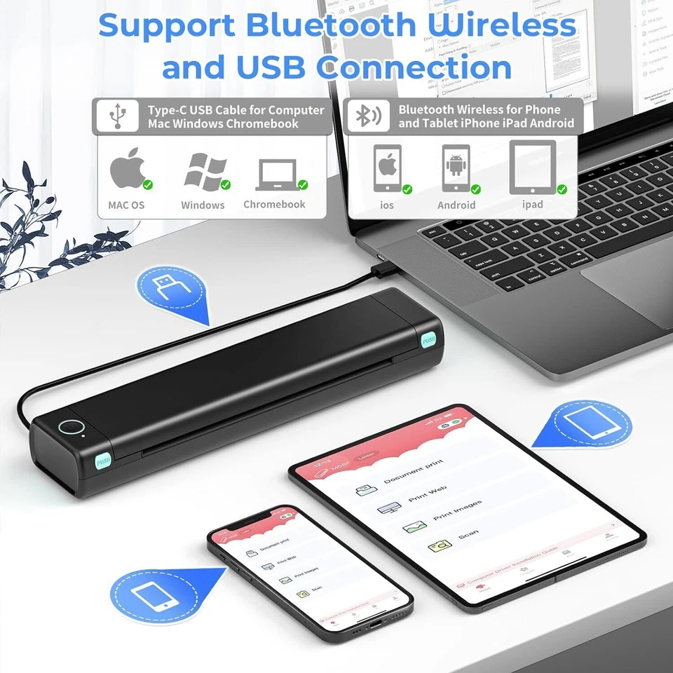 Wireless Bluetooth Portable Brother PocketJet PJ762/PJ763MFi printer A4 Thermal - Image 3 of 4