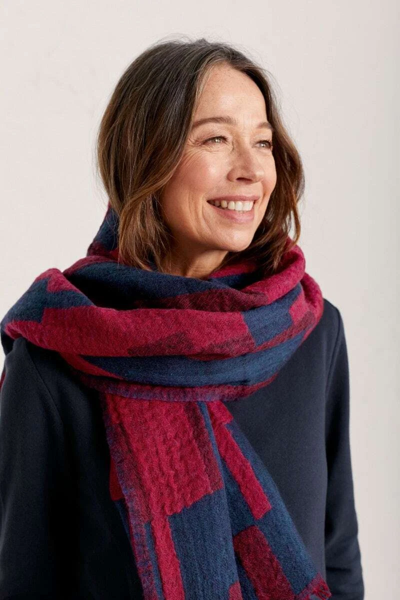 Seasalt Womenu0026#039;s Shawl - red Fireside Felted Wool Shawl - Weave Squares  Dahlia | eBay