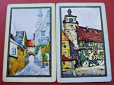 2 Single Genuine Vintage Swap Playing Cards European Town Saxony Pair