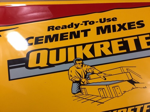 Vintage Quikrete Concrete Cement Mixes 27.5x 17.5" Embossed Metal Sign - NICE!!! - Picture 9 of 11