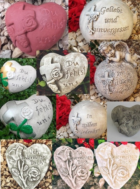 Grabschmuck Grabengel Engel m.Kugel Grabherz Herz Friedhof Grabdeko Rose