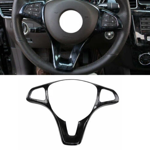 Black Wood Grain Steering Wheel Trim Cover for 2016-2019 Mercedes GLE GLS