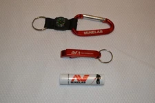 MINELAB DETECTORS ~ ACCESSORIES ~ D-RING & COMPASS ~ BOTTLE OPENER ~ LIP BALM