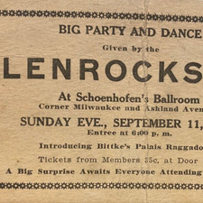 1921 Lenrocks Schoenhofen Ballroom Dance Card Milwaukee Ashland Chicago Illinois