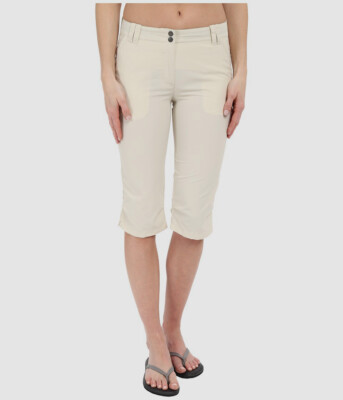 Jack Wolfskin Women's Beige Regular-Fit Kalahari 3/4 Mid-Rise Pants Size M