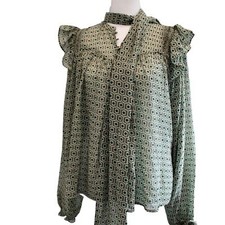 FEMININE VICTORIAN LONG SLEEVE RUFFLE BLOUSE Sz. Small