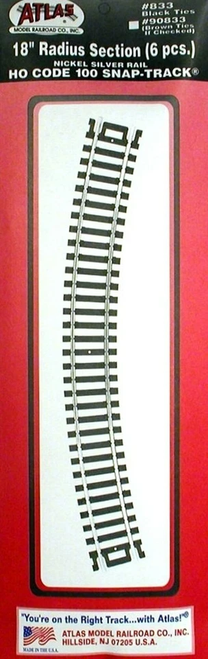 Atlas HO Scale ~ New 2025 ~ Code 100 ~ 18" Radius Curve Track ~ 6 Pieces ~ 833 - Image 2 of 2