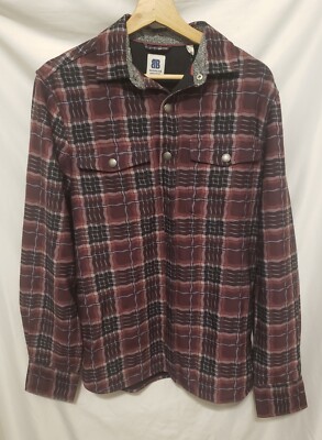 Brooklyn Brigade Men Small Shirt Jacket Shaket Spinel Bonded Fleece Lined Plaid