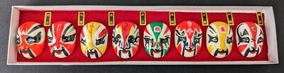 Mini Chinese Opera Masks Set of 8 Beijing Face Makeup Wall Decor Asian Art New