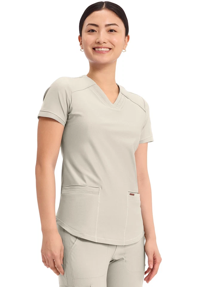 Cherokee Scrubs Form V Neck Top CK840 SUSD Summer Sand Free Shipping - Image 4 of 4