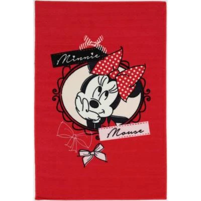 Disney Minnie Mouse Polka Dot Bow Rug Kids Bedroom Floor