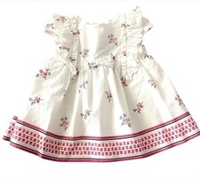 Janie and Jack 0-3M Baby Girl Dress White Pink Floral Ruffle Trim Cottagecore