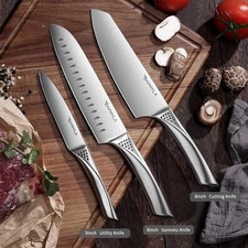 Set de  3 Couteaux de Chef Haute Précision!  Tranchant Pro. Elégant & Moderne!
