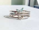 Vintage "Butterflies" Ring with stones Sterling Silver 925 Women Jewelry size 11