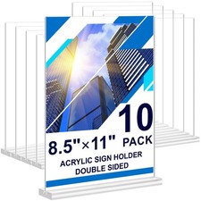 Acrylic Sign Holder 8.5 x 11,10 Pack Clear Sign Holder Double Sided Table Men...