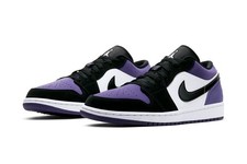 Size 10.5 - Air Jordan 1 Low COURT PURPLE 553558-125 Box Damaged