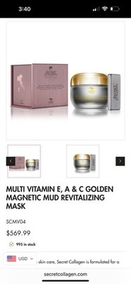 Secret Collagen  Multi Vitamin E A & C Golden Magnetic Mud Mask NEW SEALED
