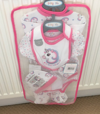 Baby Girl layette 7 piece Unicorn Pink cotton  3 - 6 months  New
