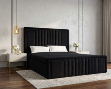 Image of Windsor Beds Luxury Velvet Panel Bed Frame Double King -Ottoman storage