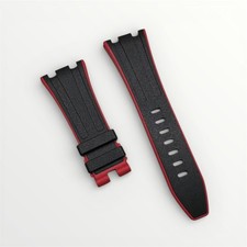 28mm Black Red Rubber Strap For Audemars Piguet Royal Oak Offshore 42mm Vampire