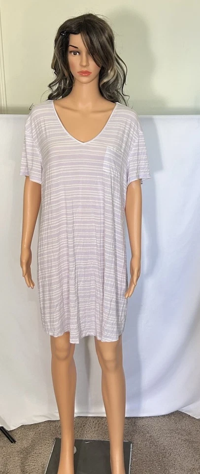 Camisón Soma para mujer blanco/púrpura vestido pijama bolsillo rayón/spandex talla XL Foto 2 de 4