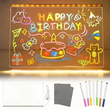 LED Note Board with Colors, 11.8"x7.9" LED Drawing Board for Kids, LED Drawin...