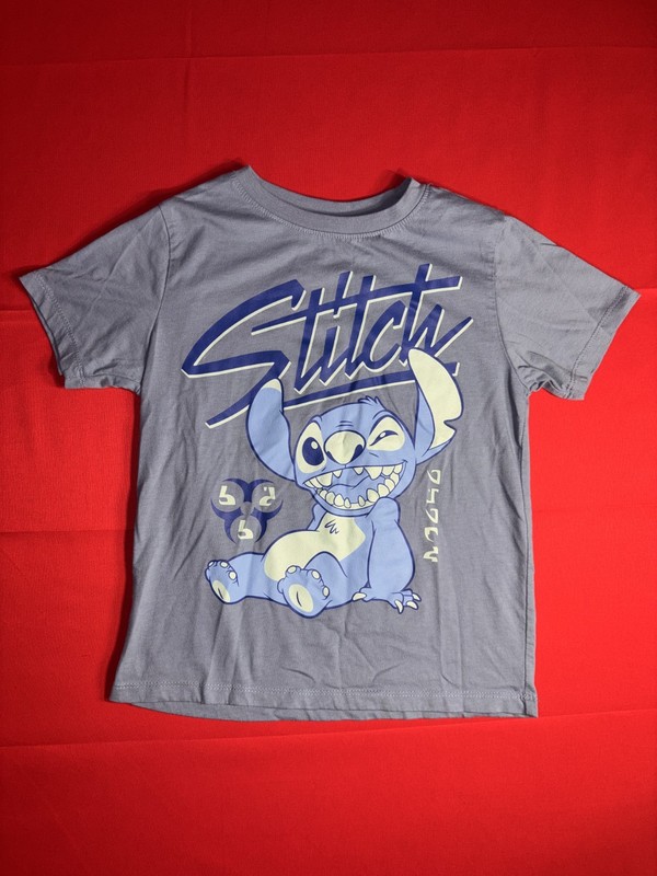 Disney Stitch Graphic T-Shirt Blue Kids Size S