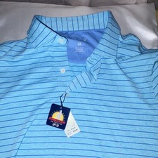 johnnie-O Prep-formance Men's Blue Striped Polo Shirt M Short Sleeve UPF 50