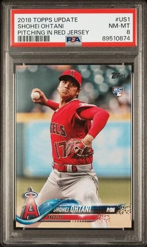 2018 Topps Update Series Shohei Ohtani #US1 Pitching In Red Jersey PSA 8 NM-MT