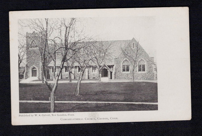 Groton CT Connecticut Church Walter Calvert Vacuum Cleaner Advertising Postcard