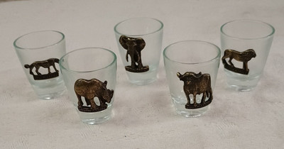 Cheers! from Africa Roots Of Creation Shot Glasses Safari Wildlife Animal 5pc