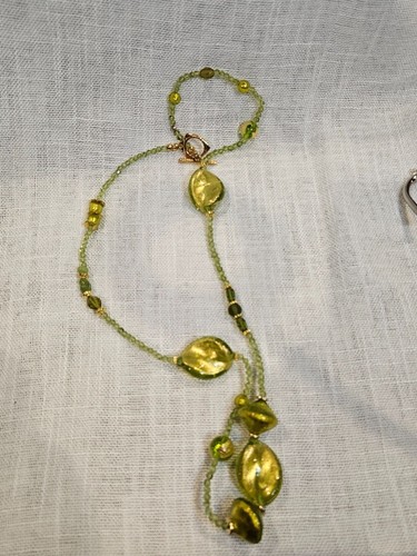 Vintage Royal Green Murano Glass Necklace Italian Art Glass Statement