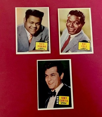 1957 Topps  HIT-STARS  FATS DOMINO, TONY CURTIS, NAT COLE  - NEAR MINT