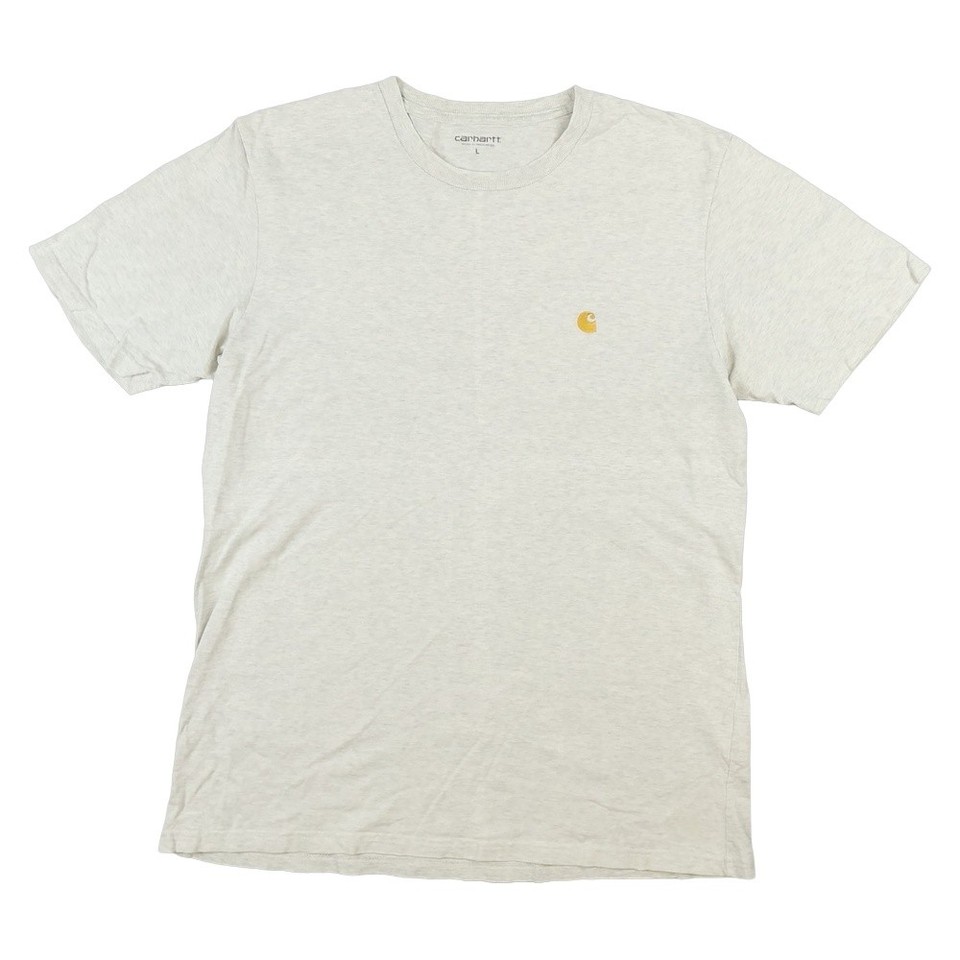 Carhartt WIP Shirt Mens LARGE Grey Chase Short Sleeve Cotton Crew Neck Size L