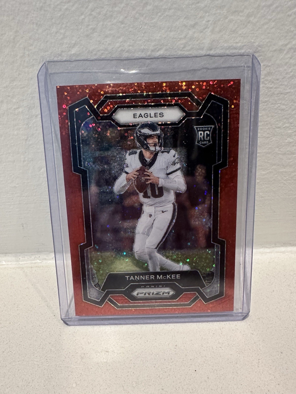 2023 Panini Prizm - Rookies Tanner McKee #383 Red Sparkle Prizm (RC)