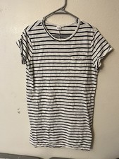 Gap Women's Tee Shirt Dress Size M Navy White Striped Short Sleeve Pullover Crew