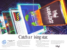 Intel Inside Computer Processor 486 DX2 Catch Rising Star Vintage Print Ad 1993